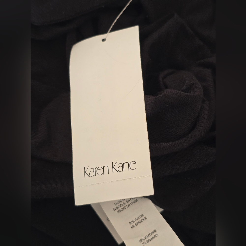 Nwt Karen Kane Black Long Sleeve Soft Flattering Cascade Wrap Dress - Picture 10 of 14